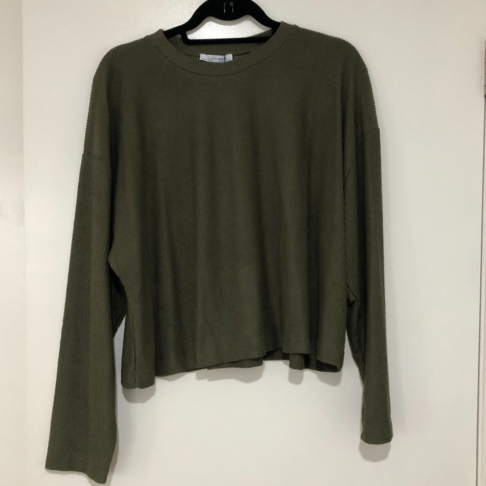 Zara Trafaluc Olive Ribbed Top - NWT